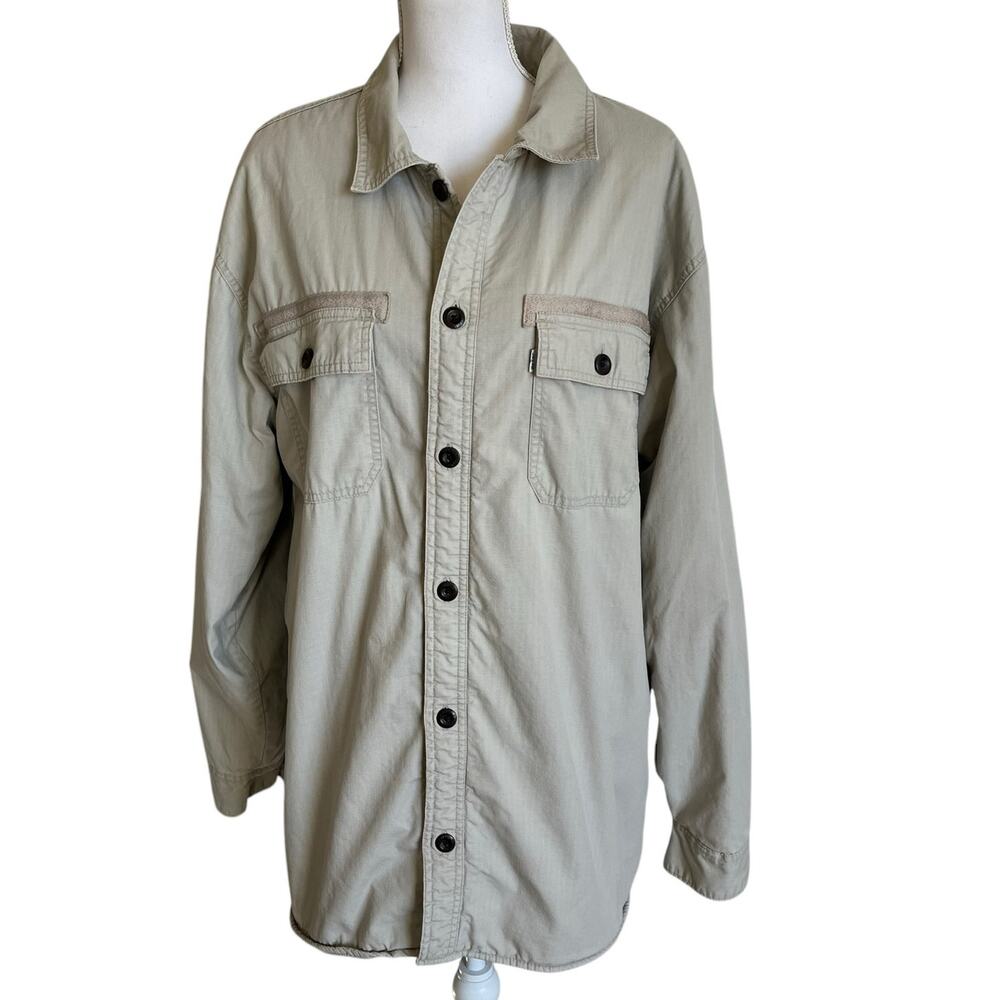 Levi's Shacket Work Jacket Men's Size XL Beige Sherpa Lined Button Front Ripstop